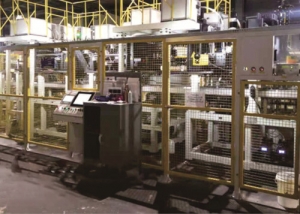 发动机缸体91视频污污版碗形塞自动涂胶、压装检漏生产线(动力辊道线）